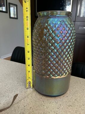 Iridescent Pineapple-Textured Glass Vase - Multicolor